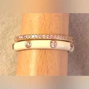 VGUC Set of 2 Hidalgo Rose Gold Vermeil/Enamel/CZ Stackable Band Rings, SZ 9